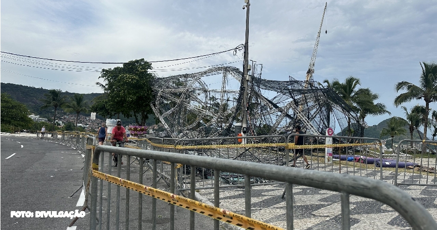 Incidentes marcam celebrações em Niterói: Árvore de Natal desaba após palco de shows