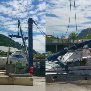 Lancha despenca de guindaste em clube de Niterói; vídeo | Enfoco