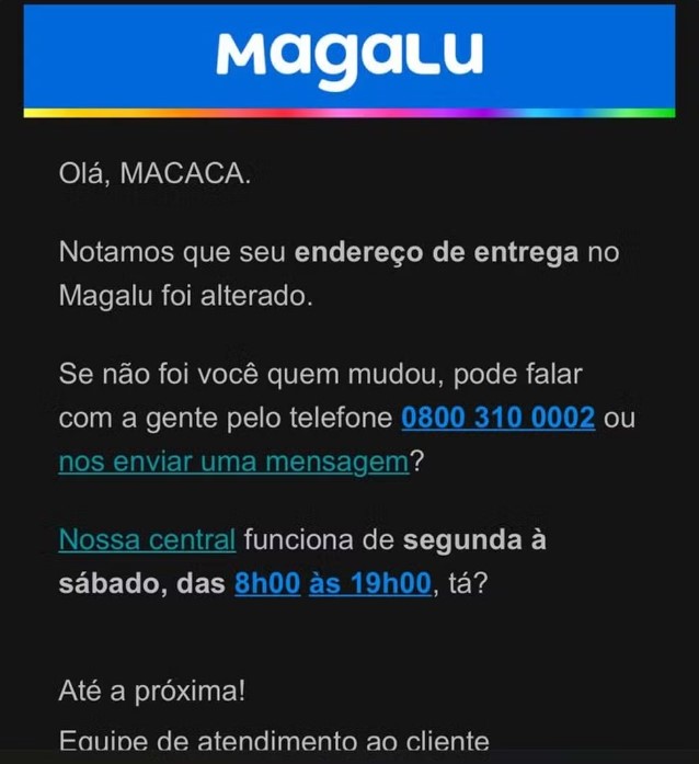 Mulher denuncia injúria racial após receber e-mail automático de loja