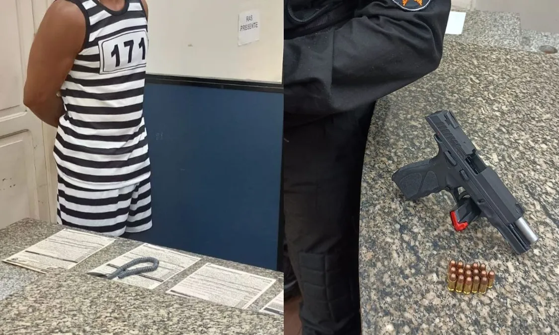Fantasiado de presidiário atira no meio da rua e acaba preso em Niterói | Enfoco