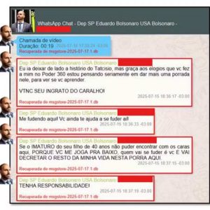 "'VTNC seu ingrato do..." Mensagens revelam crise entre Bolsonaro e Eduardo