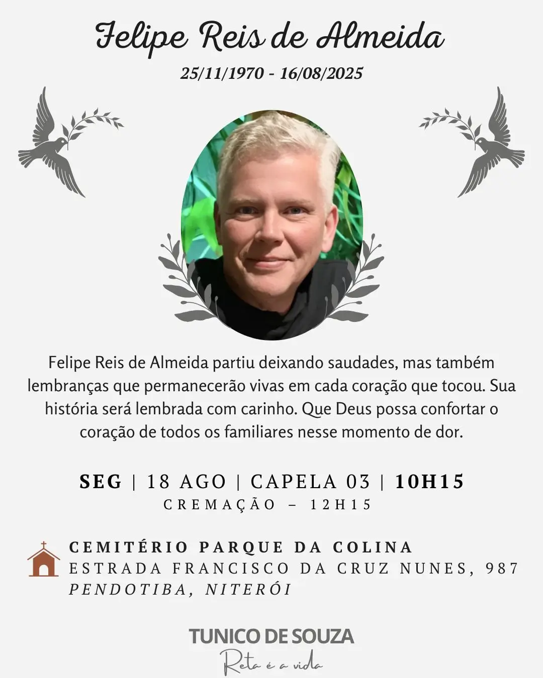 É com profundo pesar que a Associação ViverBem comunica o falecimento de seu presidente, Felipe Almeida, ocorrido na data de hoje.