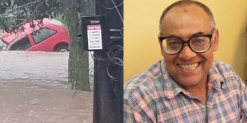 Buscas continuam por ocupante de carro arrastado pela correnteza após forte chuva em Petrópolis. Equipes seguem mobilizadas.