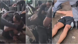 Policiais militares são flagrados agredindo homem durante megabloco de Carnaval em São Paulo. Caso está sendo investigado pela corporação