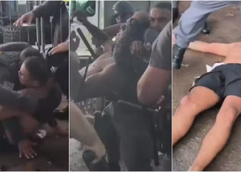 Policiais militares são flagrados agredindo homem durante megabloco de Carnaval em São Paulo. Caso está sendo investigado pela corporação