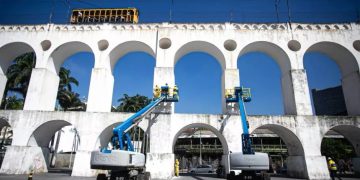 Obras de restauração dos Arcos da Lapa tiveram início no Rio de Janeiro