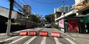 Rua Mariz e Barros, em Icaraí, é bloqueada para poda de árvore; trânsito permanece tranquilo