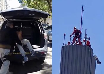 Homem tenta furto de cabos na Ponte Rio-Niterói e é preso após resgate