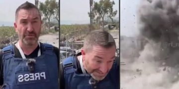 Míssil cai a poucos metros de jornalistas durante transmissão no sul do Líbano