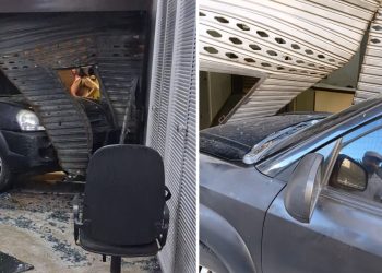 Carro invade portaria em prédio no Centro do Rio e causa danos na entrada