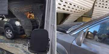 Carro invade portaria em prédio no Centro do Rio e causa danos na entrada