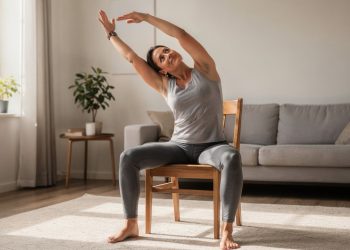 Yoga na cadeira melhora mobilidade, alivia tensões e promove bem-estar em idosos