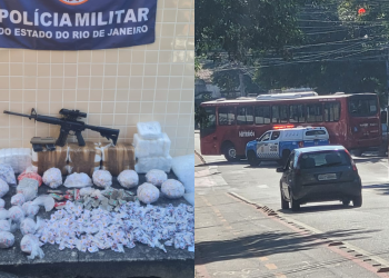 Ônibus atravessado na Avenida Professor João Brasil em Niterói após operação policial na Nova Brasília