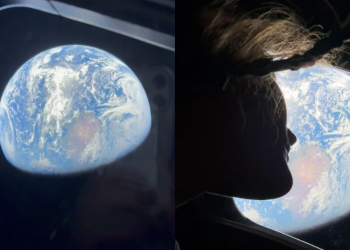 Astronauta Christina Koch registra brilho intenso da Terra durante missão Artemis II