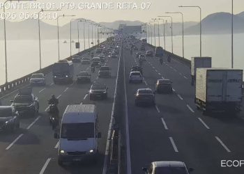 Acidente na Ponte Rio-Niterói nesta manhã provoca congestionamento de 41 minutos no sentido Rio