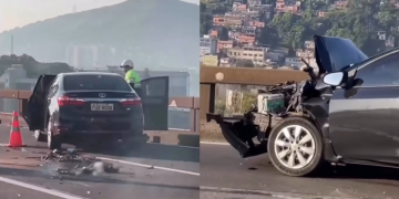 Acidente na Ponte Rio-Niterói fere gestante e causa trânsito parcial na manhã deste domingo