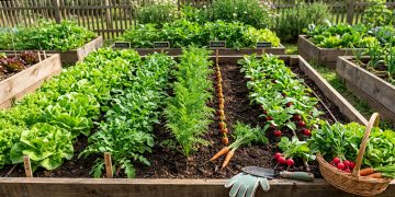 Hortas de outono: cultivo de alface, rúcula, cenoura e rabanete em março