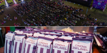 Cinema inflável promove sessões gratuitas ao ar livre em Saquarema, RJ
