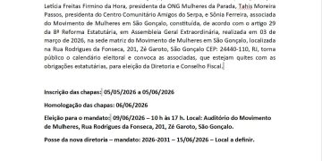 Edital oficial anuncia eleição para gestão 2026-2031