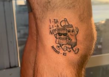 Tatuagem humorística de Niterói viraliza ao celebrar cidade com desenho no joelho