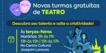 São Gonçalo abre novas vagas gratuitas para curso de teatro no Centro Cultural Joaquim Lavoura