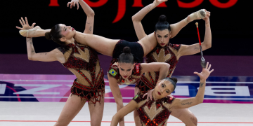 Brasil garante vaga olímpica e conquista bronze no Mundial de ginástica rítmica em Frankfurt