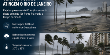Rio registra rajadas acima de 60 km/h e frente fria muda o tempo neste domingo (9)