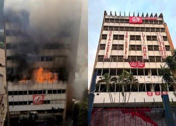 Incêndio atinge antigo prédio do Inmetro, no Rio Comprido, onde vivem mais de 100 famílias