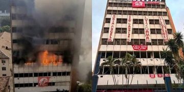 Incêndio atinge antigo prédio do Inmetro, no Rio Comprido, onde vivem mais de 100 famílias
